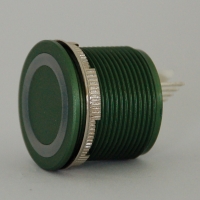 TH70 25mm dia flush bezel green Piezo switch with 24v green LED ring