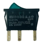 Arcolectric C1403VA 10A black Rocker Switch with green lens