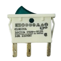 Arcolectric C1403VA 10A white Rocker Switch with green lens
